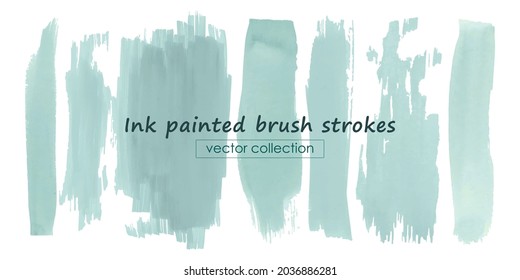 Water Paintbrush Set. Color Graphic Splatter. Vector Traced Spray. Dirty Paintbrush Collection. Lines Background. Abstract Grunge Border. Hand Drawn Strokes Design. Paintbrush Banner.