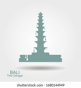 Water Palace of Tirta Gangga. Landmark in Bali, Indonesia. Flat stylized vector icon