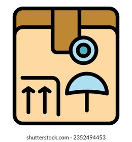Vector de contorno de icono de parcela de agua. Empresa de oficina. Color plano del servicio de entrega