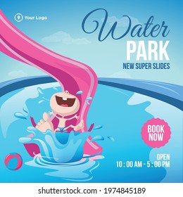 Water park banner design template. Vector graphic illustration.