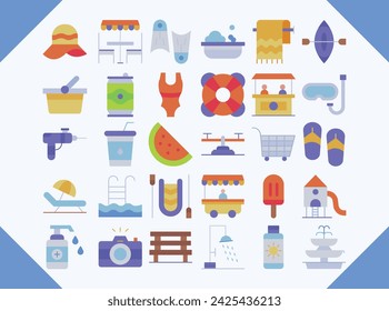 water park flat icon pack for download