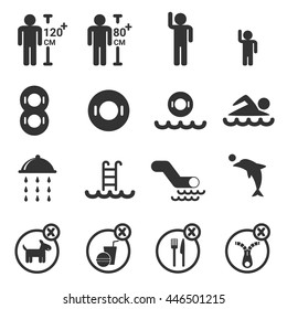 Water Park Icon - Silhouette Vector Set