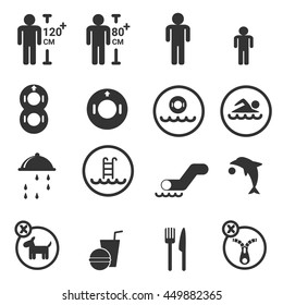 Water Park Icon Silhouette Vector Set 