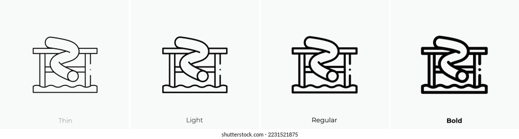 water park icon. Thin, Light Regular And Bold style design isolated on white background