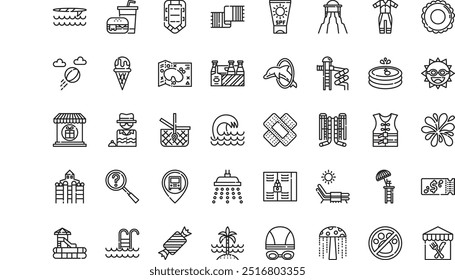 Water park icons High-Quality Vector Icons Collection with Editable Stroke. Ideal for Professional and Creative Projects.