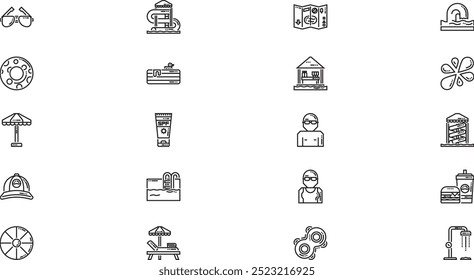 Water park icons High-Quality Vector Icons Collection with Editable Stroke. Ideal for Professional and Creative Projects.