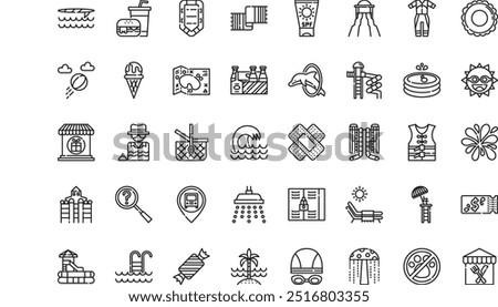 Water park icons High-Quality Vector Icons Collection with Editable Stroke. Ideal for Professional and Creative Projects.
