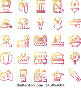 Water park icons pack. Isolated water park symbols collection. Graphic icons element