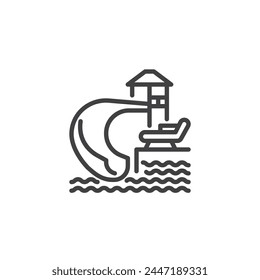 Water Park line icon. linear style sign for mobile concept and web design. Aquapark water slide outline vector icon. Symbol, logo illustration. Vector graphics