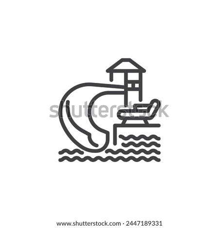 Water Park line icon. linear style sign for mobile concept and web design. Aquapark water slide outline vector icon. Symbol, logo illustration. Vector graphics