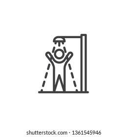Water park shower line icon. linear style sign for mobile concept and web design. Man taking shower outline vector icon. Symbol, logo illustration. Pixel perfect vector graphics