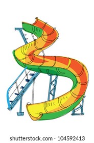 water park - slide - cartoon