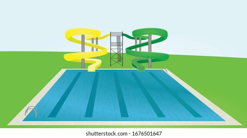 Water park slide. vector illustration