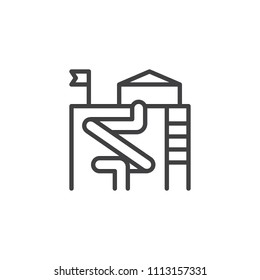 Water park slides outline icon. linear style sign for mobile concept and web design. Water attractions simple line vector icon. Symbol, logo illustration. Pixel perfect vector graphics