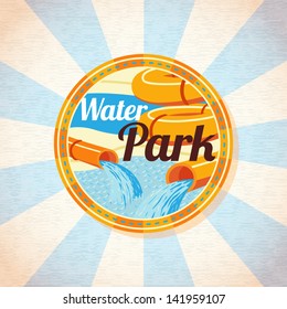 Water Park Tubes With Pool. Retro Background