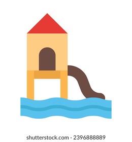 Water Park Vector Flat Icon For Personal And Commercial Use.
