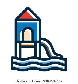 Water Park Vector Thick Line Filled Dark Colors Icons For Personal And Commercial Use.
