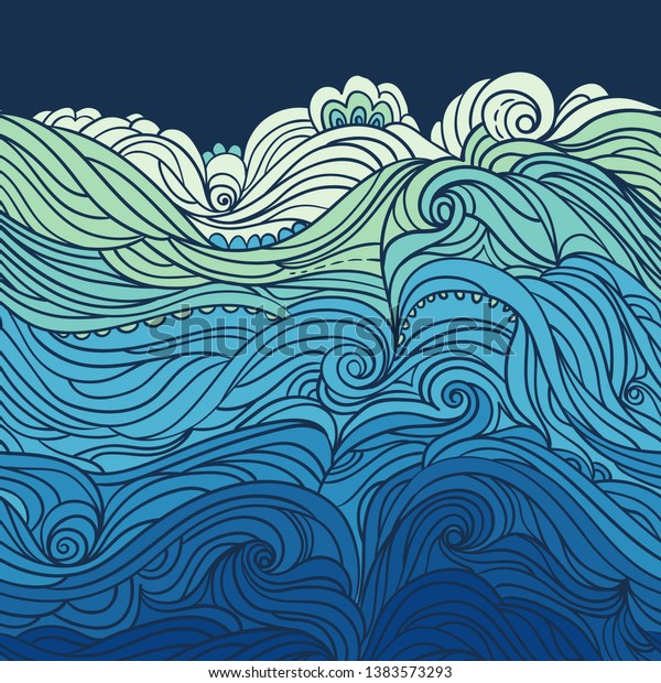 Water Pattern Horizontal Seamless Waves Border Stock Vector (Royalty ...