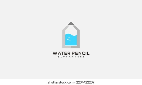 Water Pencil Logo design Template