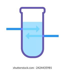 Water penetration test. Laboratory work, abstract techno element for modern and retro technological design. Simple color vector pictogram isolated on white background