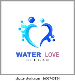Water + people logo design, human healthcare, surfing sport, beach holiday, water splash, vector illustration
