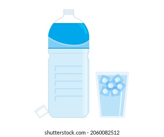 Botella de agua PET. Ilustración vectorial.
