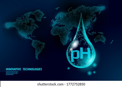 Water PH Laboratory Analysis Chemistry Science Technology. World Map Global Ecological Problem Lab Data Test. Medicine Health Solution Concept Vector Illustration