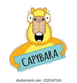 Water pig capybara. Vector stock illustration.	