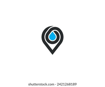 Water Pin Drop Logo Concept icon sign symbol Element Design. Aqua, Water, Geotag, Map, Location Logotype. Vector illustration template