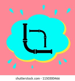 Water pipe. Black icon in a bubble on a pink background. Vector