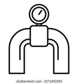 Vector de contorno de icono de control de tubería de agua. Tubo de metal. Sistema de acero