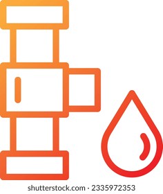 Water Pipe Gradient Icon - Single Icon, Vector
