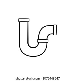 Ícone de doodle de contorno desenhado à mão de tubo de água. Ícone de esboço do vetor de pipeline. Ilustração de tubo para impressão, web, móvel e infográficos isolados no fundo branco.