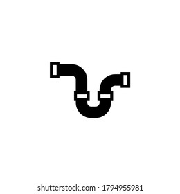 water pipe, house waterways icon in black flat glyph, filled style isolated on white background