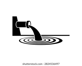 Water Pipe Icon – Drainage Flow, Pollution Symbol