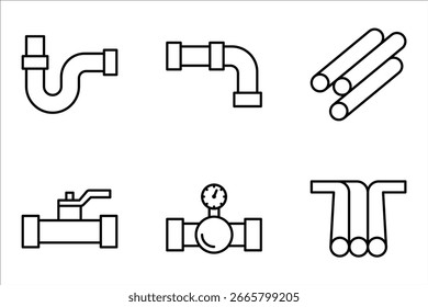 Wasserpfeifen-Symbolsatz, Vektorgrafik auf weißem Hintergrund