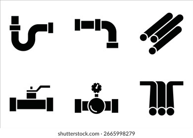 Conjunto de iconos de tubería de agua, Ilustración vectorial sobre fondo blanco
