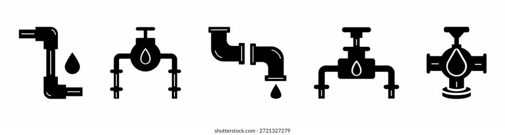 Wasserpfeifen-Symbol, Vektorsammlung. Set von Wasserrohrsymbol Vecto-Designs. Stock-Vektor.