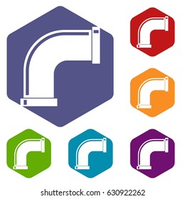 Water pipe icons set hexagon isolated vector illustration