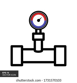 Water pipe indicator icon. Vector illustration of cartoon water pipe icon for web design.