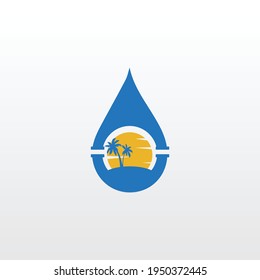 water pipe island  logo vector design. a unique, exclusive, elegant, professional, clean, simple, modern logo. It would be perfect for your company