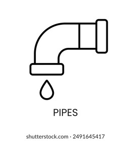 Water pipe line vector icon with editable stroke