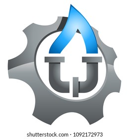 water pipe logo with gear