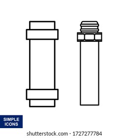 Water pipe outline icon. Vector illustration of cartoon water pipe icon for web design.