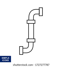 Water pipe outline icon. Vector illustration of cartoon water pipe icon for web design.