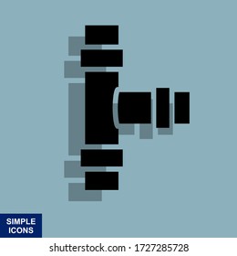 Water pipe silhouette icon. Vector illustration of cartoon water pipe icon for web design.