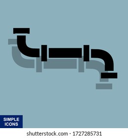 Icono de silueta de tubería de agua. Ilustración vectorial del icono del tubo de agua de dibujos animados para el diseño web.