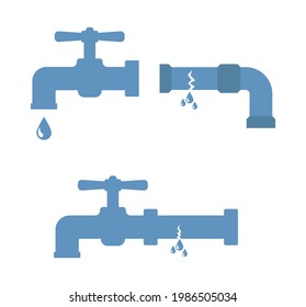 water pipe tap faucet broken icon isolated on white background