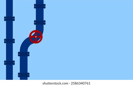 Water pipeline clip art. Copy space background. Template blue colour for background or banner printable or digital concept