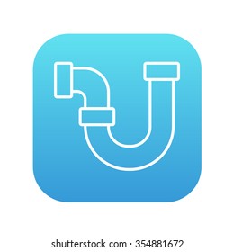 Water pipeline line icon for web, mobile and infographics. Vector white icon on the blue gradient square with rounded corners isolated on white background.